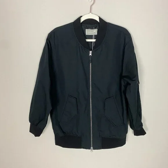 Everlane Bomber Jacket Black Womens XS Varsity Track - Picture 3 of 10